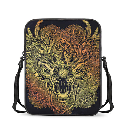 Spiritual Deer Mandala Print Rectangular Crossbody Bag