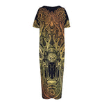 Spiritual Deer Mandala Print Short Sleeve Long Nightdress