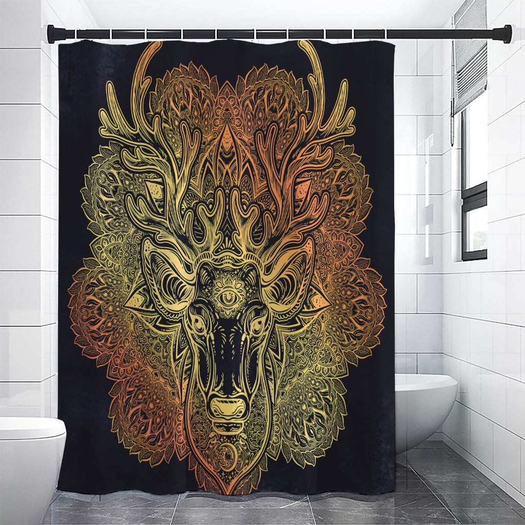 Spiritual Deer Mandala Print Shower Curtain