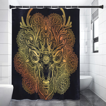 Spiritual Deer Mandala Print Shower Curtain