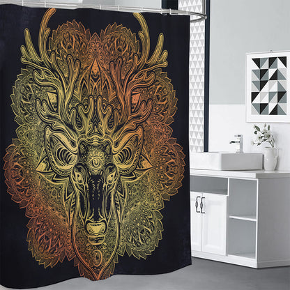 Spiritual Deer Mandala Print Shower Curtain