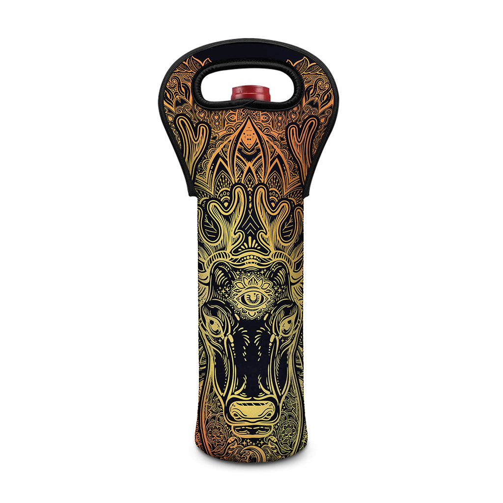 Spiritual Deer Mandala Print Single Neoprene Wine Tote
