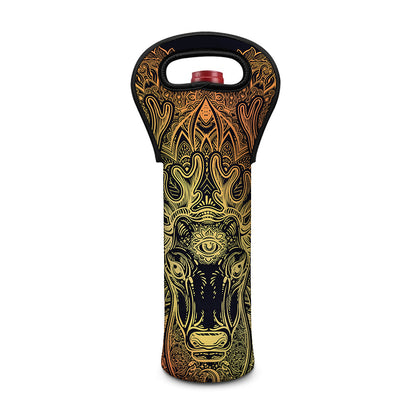 Spiritual Deer Mandala Print Single Neoprene Wine Tote
