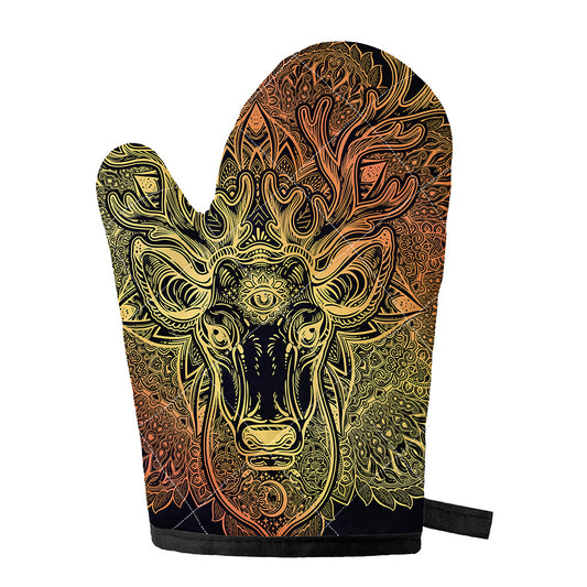 Spiritual Deer Mandala Print Single Oven Mitt