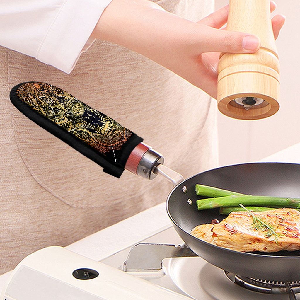 Spiritual Deer Mandala Print Skillet Handle Cover