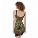 Spiritual Deer Mandala Print Sleeveless Bodycon Dress
