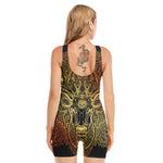 Spiritual Deer Mandala Print Sleeveless One Piece Swimsuit