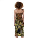 Spiritual Deer Mandala Print Slim Fit Midi Cami Dress