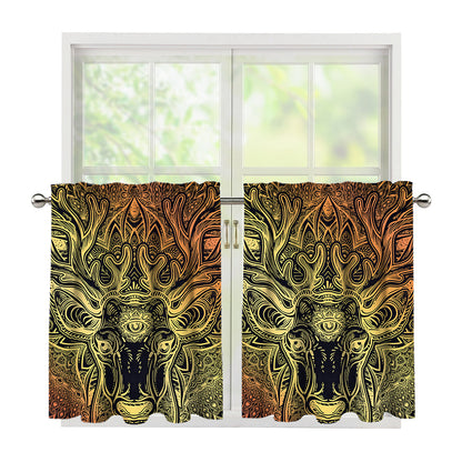 Spiritual Deer Mandala Print Tier Curtains