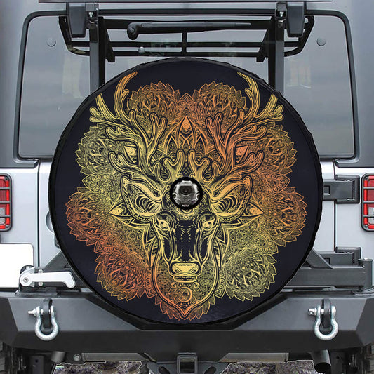 Spiritual Deer Mandala Print Tire Cover With Camera Hole