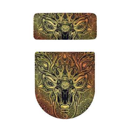 Spiritual Deer Mandala Print Toilet Lid And Tank Cover Set