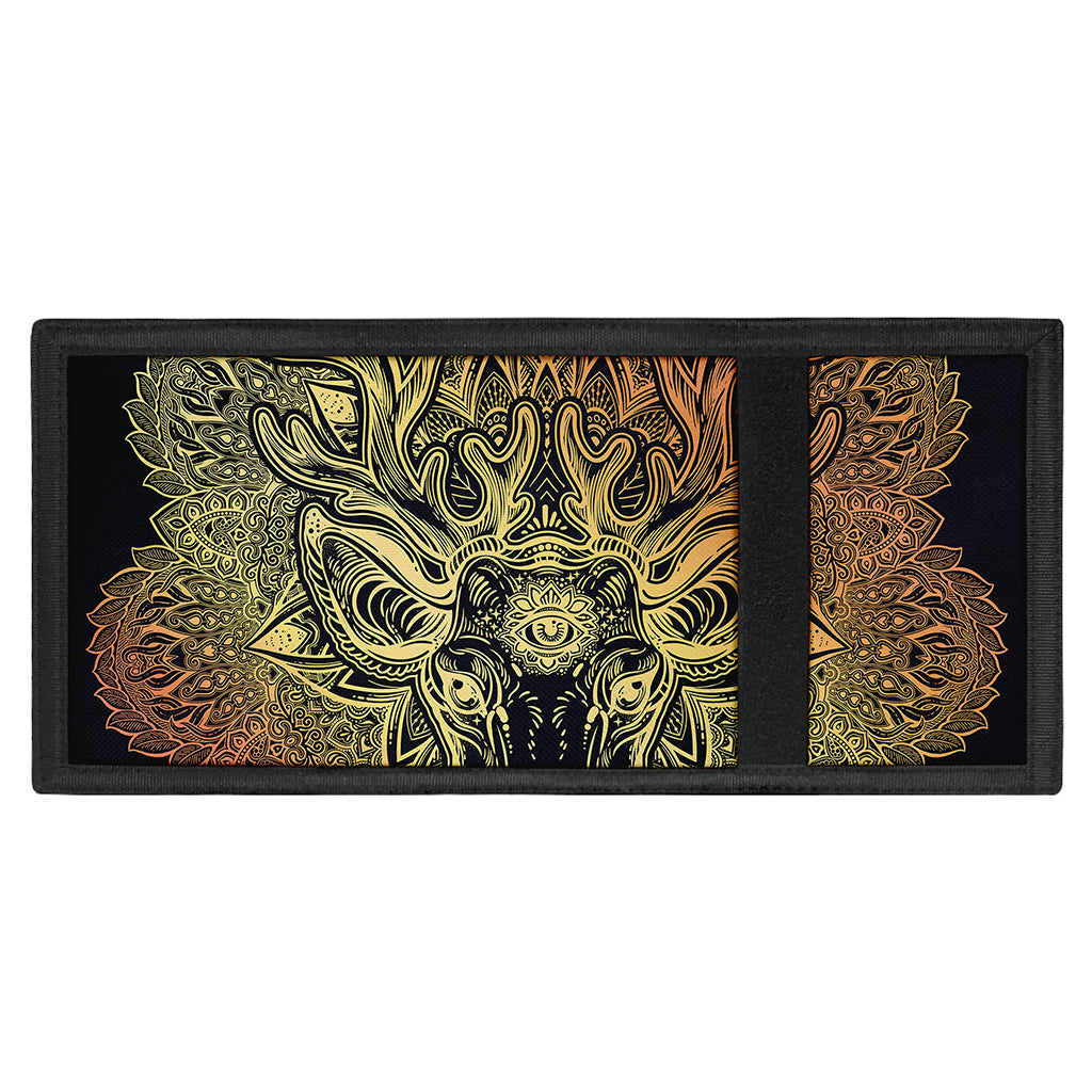 Spiritual Deer Mandala Print Trifold Wallet