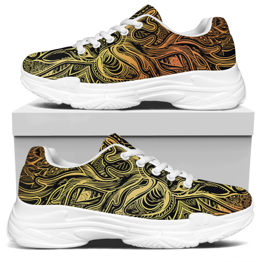 Spiritual Deer Mandala Print White Chunky Shoes