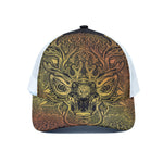 Spiritual Deer Mandala Print White Mesh Trucker Cap