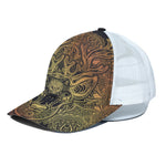 Spiritual Deer Mandala Print White Mesh Trucker Cap