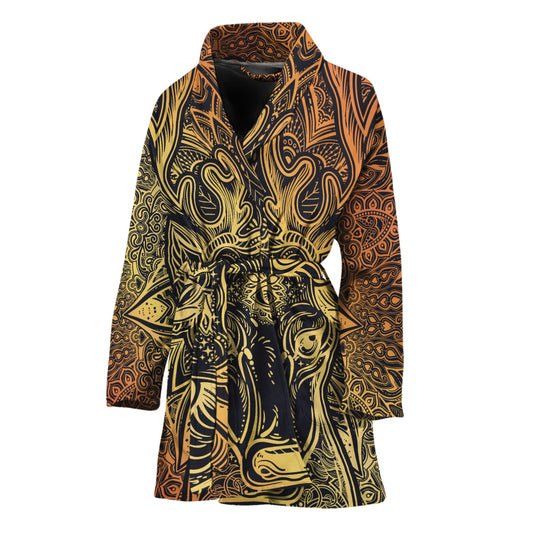 Spiritual Deer Mandala Print Women's Bathrobe