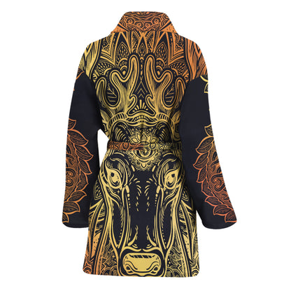 Spiritual Deer Mandala Print Women's Bathrobe