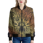 Spiritual Deer Mandala Print Women's Bomber Jacket