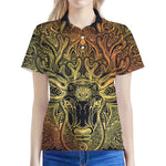 Spiritual Deer Mandala Print Women's Polo Shirt