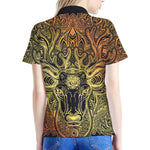Spiritual Deer Mandala Print Women's Polo Shirt