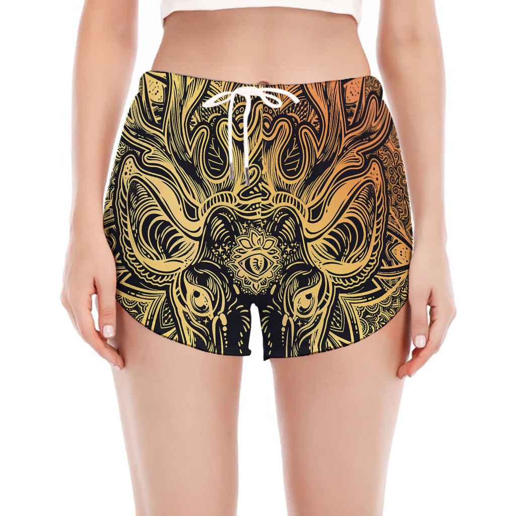 Spiritual Deer Mandala Print Women's Split Running Shorts