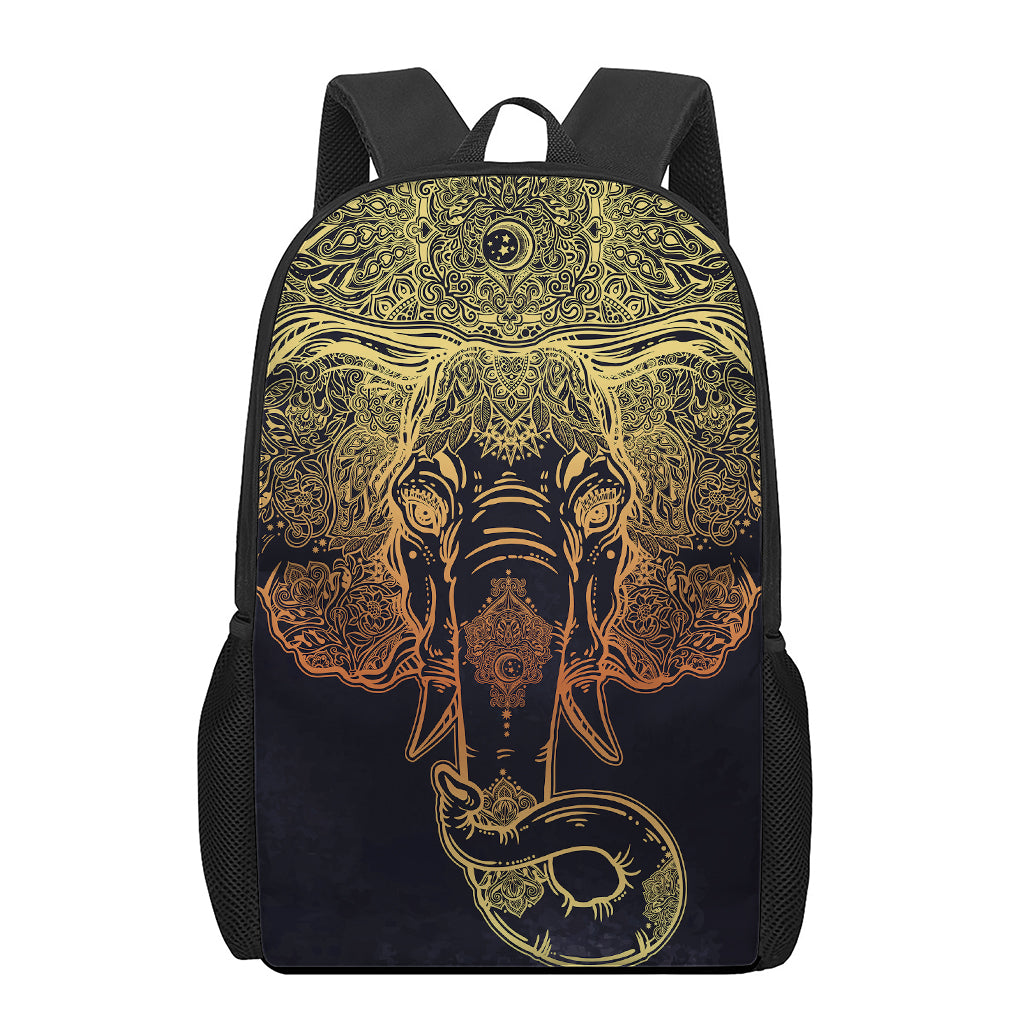 Spiritual Elephant Mandala Print 17 Inch Backpack