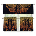 Spiritual Elephant Mandala Print 3 Piece Kitchen Curtains