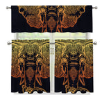 Spiritual Elephant Mandala Print 3 Piece Kitchen Curtains