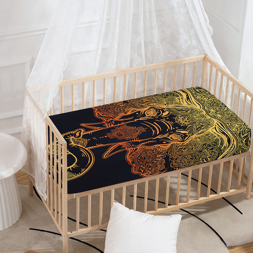 Spiritual Elephant Mandala Print Baby Crib Sheet