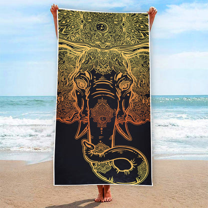 Spiritual Elephant Mandala Print Beach Towel
