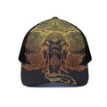 Spiritual Elephant Mandala Print Black Mesh Trucker Hat