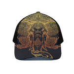 Spiritual Elephant Mandala Print Black Mesh Trucker Cap