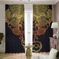 Spiritual Elephant Mandala Print Dimout Pencil Pleat Curtains