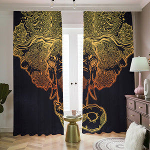 Spiritual Elephant Mandala Print Blackout Pencil Pleat Curtains