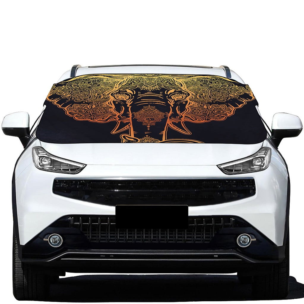 Spiritual Elephant Mandala Print Car Windshield Snow Cover