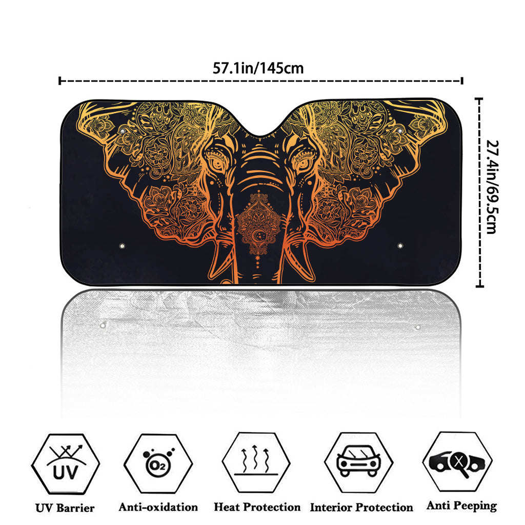 Spiritual Elephant Mandala Print Car Windshield Sun Shade
