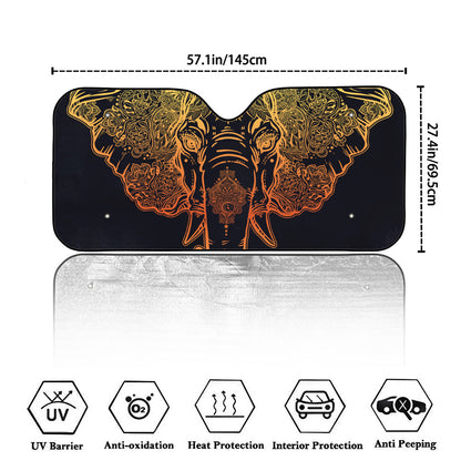 Spiritual Elephant Mandala Print Car Windshield Sun Shade