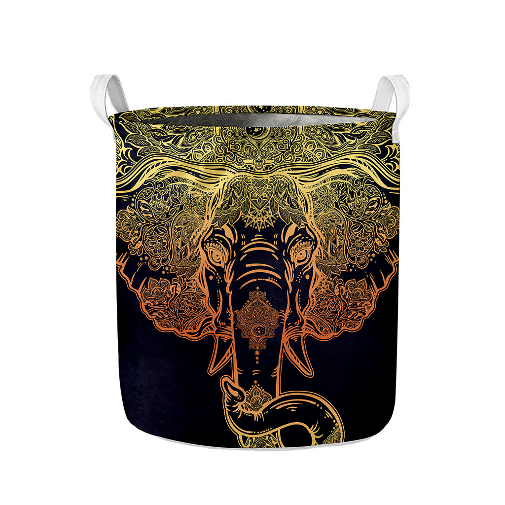 Spiritual Elephant Mandala Print Collapsible Laundry Basket