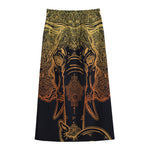 Spiritual Elephant Mandala Print Cotton Front Slit Maxi Skirt