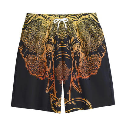 Spiritual Elephant Mandala Print Cotton Shorts