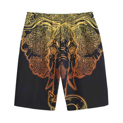 Spiritual Elephant Mandala Print Cotton Shorts
