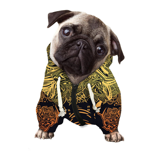 Spiritual Elephant Mandala Print Dog Zip Up Hoodie