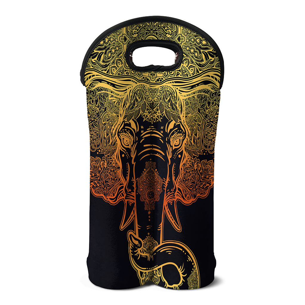 Spiritual Elephant Mandala Print Double Neoprene Wine Tote