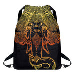 Spiritual Elephant Mandala Print Drawstring Backpack