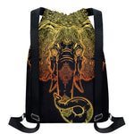Spiritual Elephant Mandala Print Drawstring Backpack