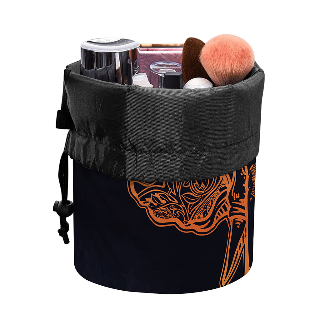 Spiritual Elephant Mandala Print Drawstring Makeup Bag