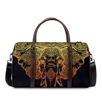 Spiritual Elephant Mandala Print Duffle Bag