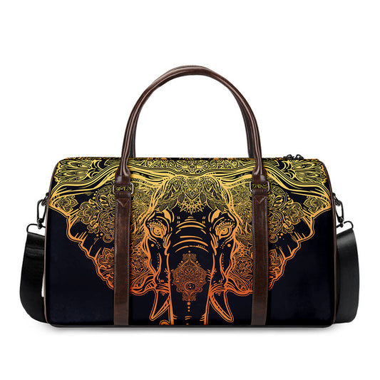 Spiritual Elephant Mandala Print Duffle Bag