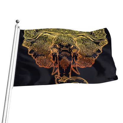 Spiritual Elephant Mandala Print Flag