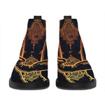 Spiritual Elephant Mandala Print Flat Ankle Boots